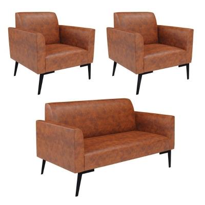 Sofá Namoradeira Com 2 Poltronas Pés Villach Marisa Corano D03 - D\'rossi Cor Nozes