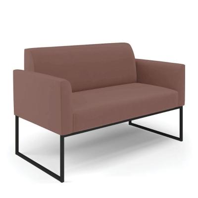 Sofá Namoradeira Base Industrial Preto Marisa Veludo D03 - D\'rossi Cor Rose