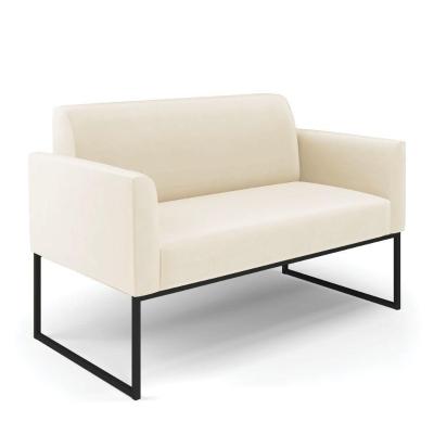 Sofá Namoradeira Base Industrial Preto Marisa Veludo D03 - D\'rossi Cor Bege