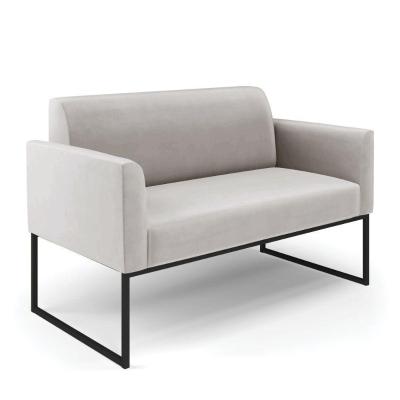 Sofá Namoradeira Base Industrial Preto Marisa Veludo D03 - D\'rossi Cor Cinza