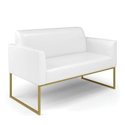 Sofá Namoradeira Base Industrial Dourado Marisa Corano D03 - D\'rossi Cor Branco