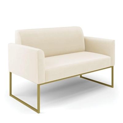 Sofá Namoradeira Base Industrial Dourado Marisa Veludo D03 - D\'rossi Cor Bege