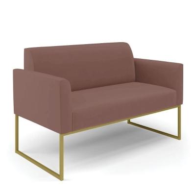 Sofá Namoradeira Base Industrial Dourado Marisa Veludo D03 - D\'rossi Cor Rose