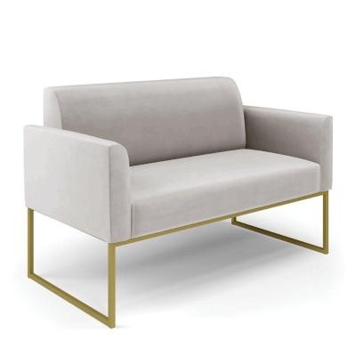 Sofá Namoradeira Base Industrial Dourado Marisa Veludo D03 - D\'rossi Cor Cinza
