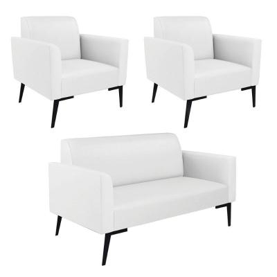 Sofá Namoradeira Com 2 Poltronas Pés Villach Marisa Corino D03 - D\'rossi Cor Branco