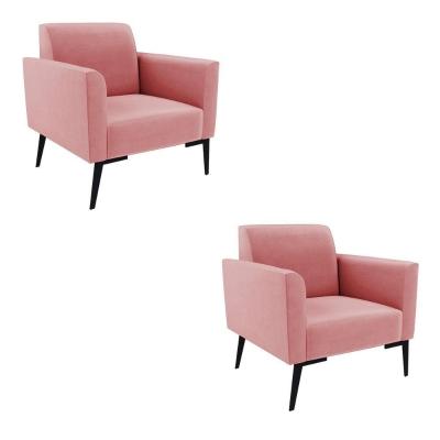 Kit 2 Poltronas Pés Villach Marisa Suede D03 - D\'rossi Cor Rose