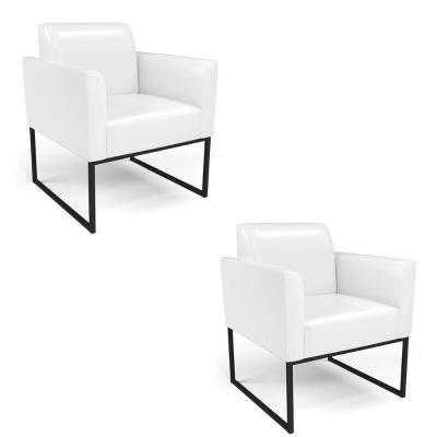 Kit 2 Poltronas Base Industrial Preto Marisa Corano D03 - D\'rossi Cor Branco