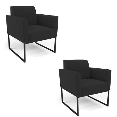 Kit 2 Poltronas Base Industrial Preto Marisa Veludo D03 - D\'rossi Cor Preto