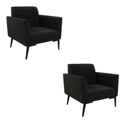 Kit 2 Poltronas Pés Villach Marisa Suede D03 - D\'rossi Cor Preto