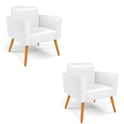 Kit 2 Poltronas Pés Palito Castanho Marisa Corano D03 - D\'rossi Cor Branco