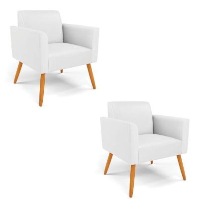 Kit 2 Poltronas Pés Palito Castanho Marisa Corino D03 - D\'rossi Cor Branco