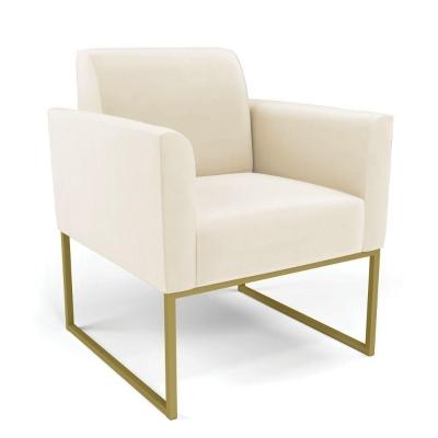 Poltrona Base Industrial Dourado Marisa Veludo D03 - D\'rossi Cor Bege