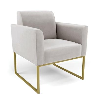 Poltrona Base Industrial Dourado Marisa Veludo D03 - D\'rossi Cor Cinza