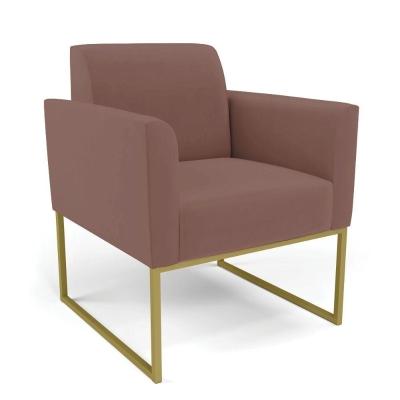 Poltrona Base Industrial Dourado Marisa Veludo D03 - D\'rossi Cor Rose