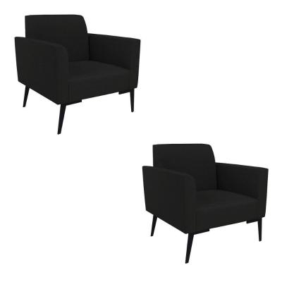 Kit 2 Poltronas Pés Villach Marisa Linho D03 - D\'rossi Cor A79 Preto