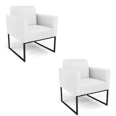 Kit 2 Poltronas Base Industrial Preto Marisa Corino D03 - D\'rossi Cor Branco