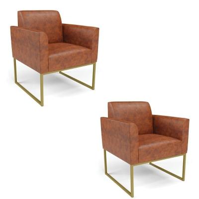 Kit 2 Poltronas Base Industrial Dourado Marisa Corano D03 - D\'rossi Cor Nozes