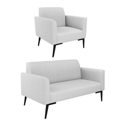 Sofá Namoradeira Com 2 Poltronas Pés Villach Marisa Linho D03 - D\'rossi Cor A05 Cinza