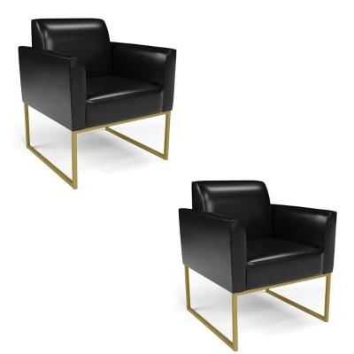 Kit 2 Poltronas Base Industrial Dourado Marisa Corano D03 - D\'rossi Cor Preto