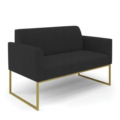 Sofá Namoradeira Base Industrial Dourado Marisa Veludo D03 - D\'rossi Cor Preto