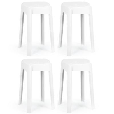 Kit 4 Banquetas Baixa Empilhável Nordica - Branco