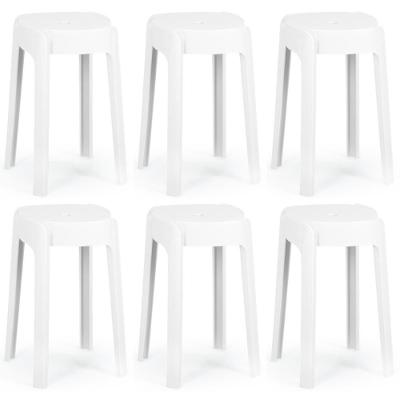 Kit 6 Banquetas Baixa Empilhável Nordica - Branco