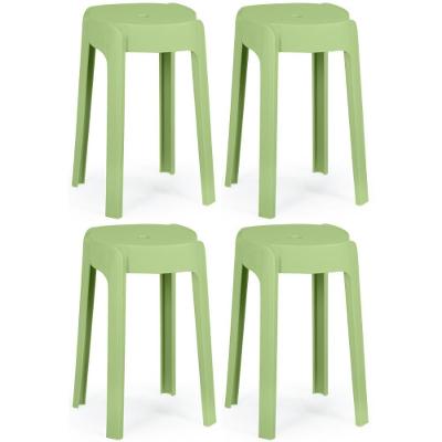 Kit 4 Banquetas Baixa Empilhável Nordica - Verde