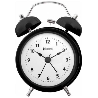 Relogio Despertador Retrô Herweg Analógico Preto 2707