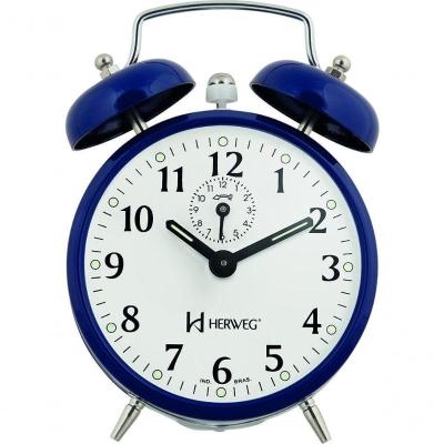 Despertador Cordas Antigo Alarme Forte Metal 2208 Azul Marinho