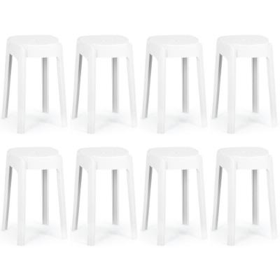 Kit 8 Banquetas Baixa Empilhável Nordica - Branco