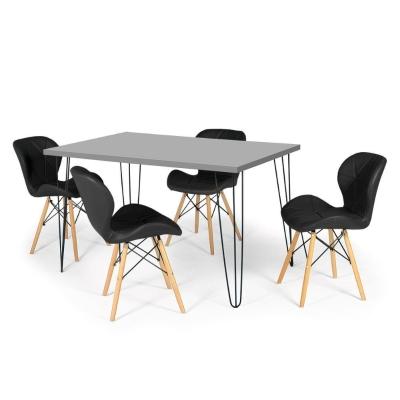 Conjunto Mesa De Jantar 130x80 Volpi 4 Cadeiras Preto
