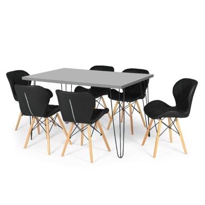 Conjunto Mesa De Jantar 130x80 Volpi 6 Cadeiras Eiffel Preto