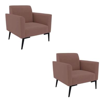 Kit 2 Poltronas Pés Villach Marisa Veludo D03 - D\'rossi Cor Rose