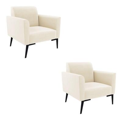 Kit 2 Poltronas Pés Villach Marisa Veludo D03 - D\'rossi Cor Bege