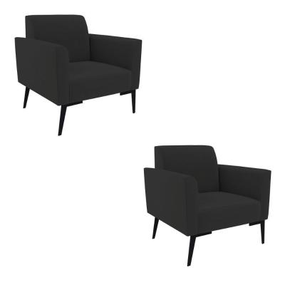 Kit 2 Poltronas Pés Villach Marisa Veludo D03 - D\'rossi Cor Preto