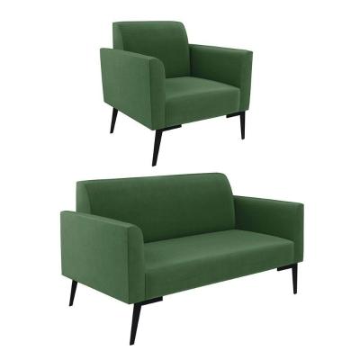 Sofá Namoradeira Com Poltrona Pés Villach Marisa Suede D03 - D\'rossi Cor Verde