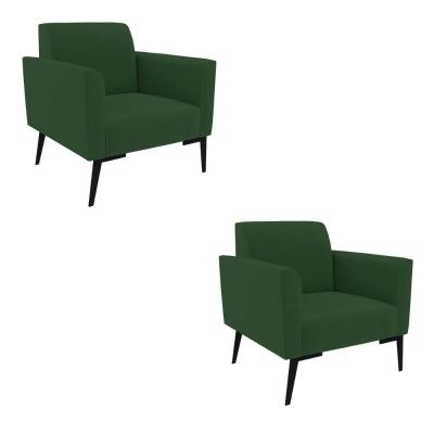 Kit 2 Poltronas Pés Villach Marisa Veludo D03 - D\'rossi Cor Verde