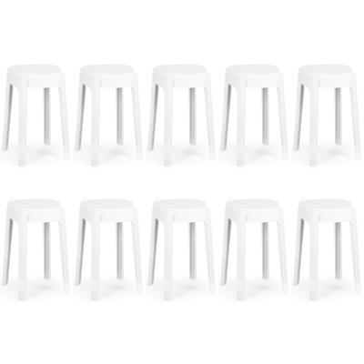 Kit 10 Banquetas Baixa Empilhável Nordica - Branco
