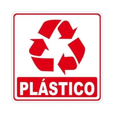Adesivo Lixo Reciclavel Plástico 1 Unidade 10cmx10cm Cor Vermelho