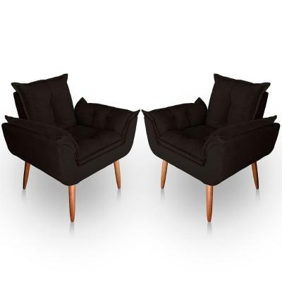 Kit 02 Poltrona Para Sala E Quarto Decorativa Opala Suede Cor Marrom