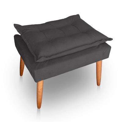 Puff Para Sala E Quarto Madeira Decorativo Opala Suede Cor Cinza