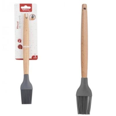 Pincel Culinário Silicone Cabo Madeira 27Cm Grafite Wellhome