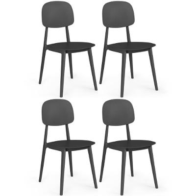 Kit 4 Cadeiras Itália Para Sala/cozinha Em Polipropileno - Preto