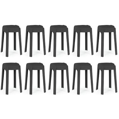 Kit 10 Banquetas Baixa Empilhável Nordica - Preto