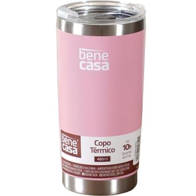 Copo Térmico Para Bebidas 480ml Vedação à Vácuo Rosa