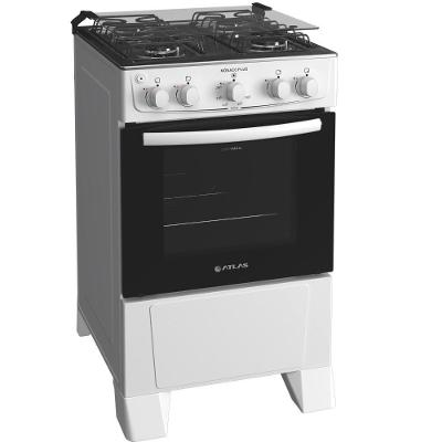 Fogão 4 Bocas Atlas Mônaco Plus Branco com Acendimento Automático e Mesa Inox