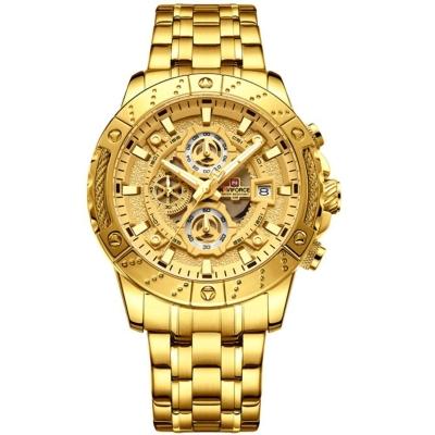 Relógio Masculino Analógico Quartzo Em Aço Inoxidável Impermeavel Dourado