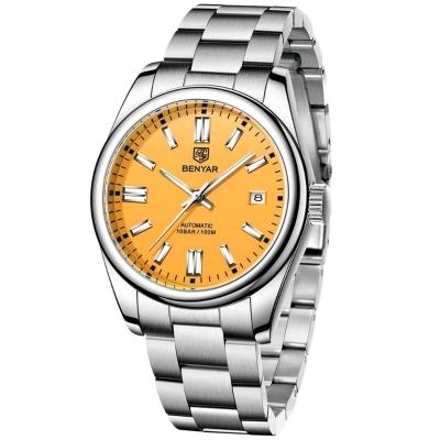 Relógio De Pulso Masculino Automático Em Aço Inoxidável Casual à Prova D\' água Amarelo