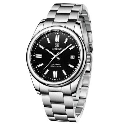 Relógio De Pulso Masculino Automático Em Aço Inoxidável Casual à Prova D\' água Preto