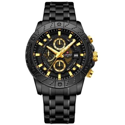 Relógio Masculino Analógico Quartzo Em Aço Inoxidável Impermeavel Preto Dourado